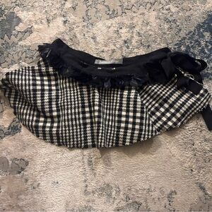 Bolongaro Trevor Black & White Plaid Mini Skirt with ribbon tie